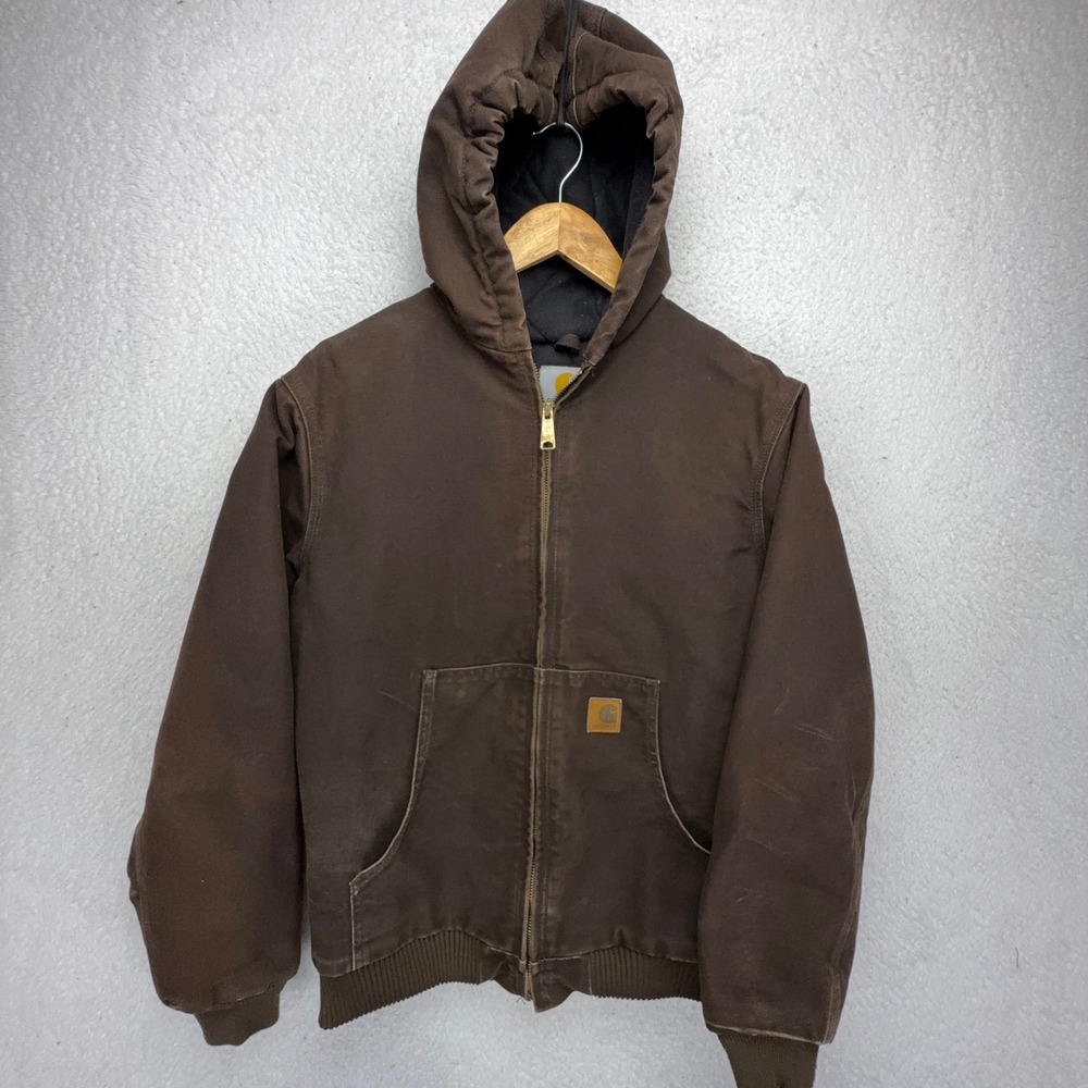 Carhartt Sandstone Jacket Quilt Lined Youth XL (14/16) YYJ130 DKB Dark Brown